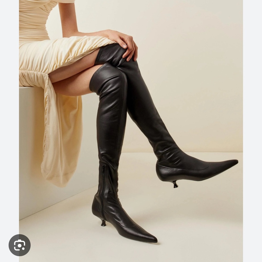 Brand new authentic Khaite Volos Over the Knee Boot in black leather